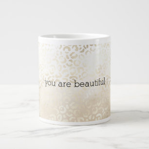 Goldener Leopardenprint Khaki Creme Beige Wasserfa Jumbo-Tasse