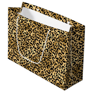 Goldener Leopardenprint   Kühnes Wildtiermuster Große Geschenktüte