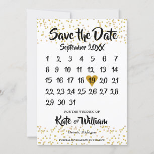 Goldener Liebes Herz Kalender Save The Date
