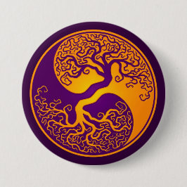 Goldener lila Baum des Lebens Yin Yang Button
