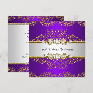 Goldener Lila Swirl 50. Hochzeitstag Einladung