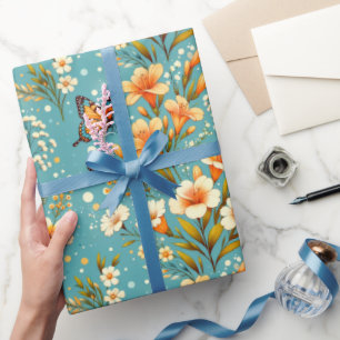 Goldener Lilien Garten Geschenkpapier