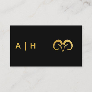 Goldener Look - Widder Tierkreiszeichen -Monogramm Visitenkarte