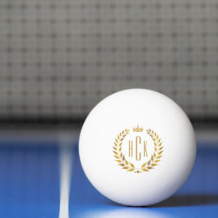 Goldener Lorbeerkranz mit individuellem Monogramm Tischtennisball
