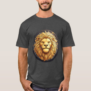 Goldener Löwe innerhalb eines kosmischen Kreises T-Shirt