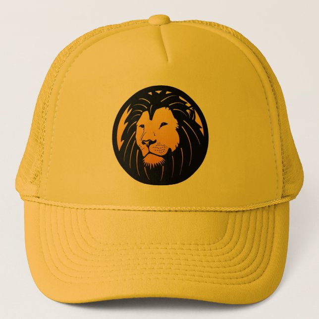 Goldener Löwe-Kopf-Logo-Fernlastfahrer-Hut Truckerkappe (Vorderseite)