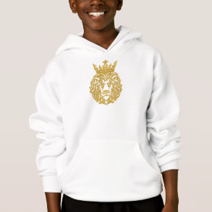 Goldener Löwe mit Krone - Majestätischer Stickerei Hoodie