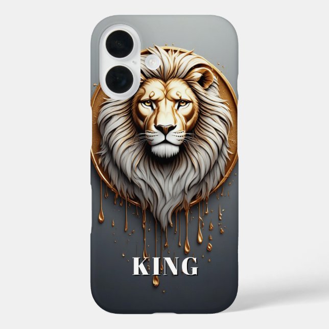Goldener Löwe nach Maß 🦁 iPhone 16 Hülle (Rückseite)