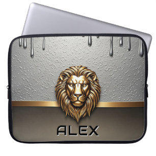 Goldener Löwenrelief mit metallischer Textur 🦁 Laptopschutzhülle
