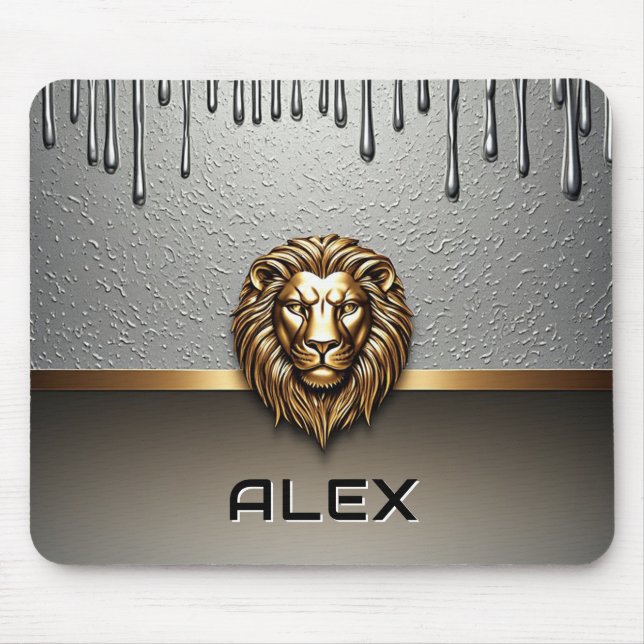 Goldener Löwenrelief mit metallischer Textur 🦁 Mousepad (Vorne)