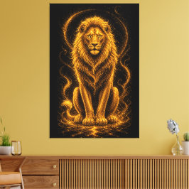 Goldener Majestätiger Löwe – Himmlisches Lichtfunk Leinwanddruck