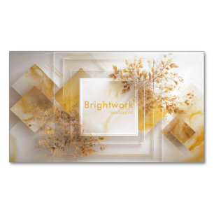 Goldener Marmor Abstrakte Geometrische Foliage Magnetische Visitenkarte
