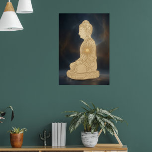 Goldener meditierender Buddha-Kunstprint Spiritu Poster