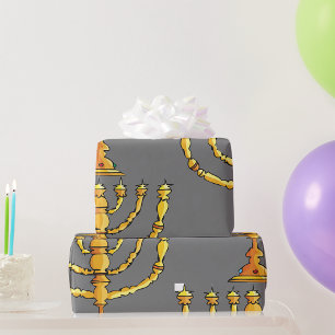 Goldener Menora-Judenkerzenhalter Geschenkpapier