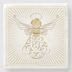 Goldener mit Filigran geschmückter Weihnachtsenge Steinuntersetzer