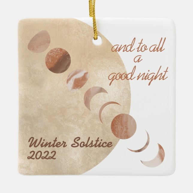 Goldener Mond - Phasen Wintersolstice Keramikornament (Vorderseite)