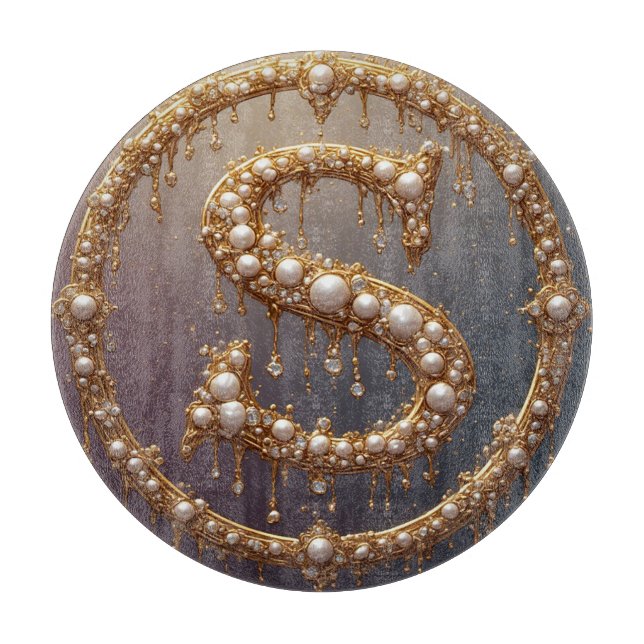 Goldener Monogramm Anfangsbuchstabe S Schneidebrett (Vorderseite)