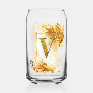 Goldener Monogramm-V-verzierter Rahmen Dosenglas