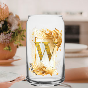 Goldener Monogramm W verzierter Rahmen Dosenglas