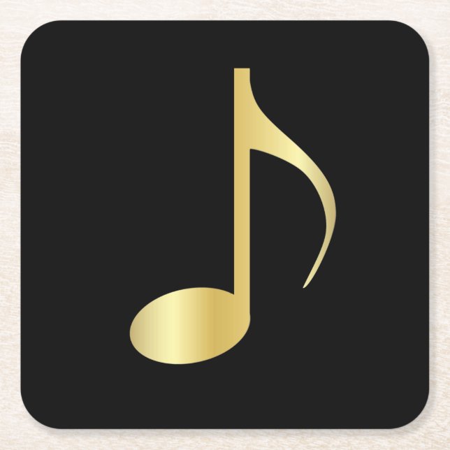 Goldener Musiknote-Untersetzer Rechteckiger Pappuntersetzer (Vorderseite)