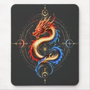 Goldener Mystischer Drache Luxus-Mauspad Mousepad