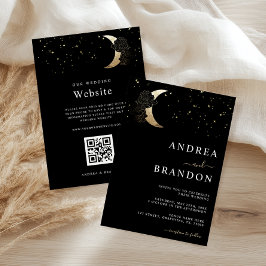 Goldener Mystischer Mond auf einer Hochzeit Einladung