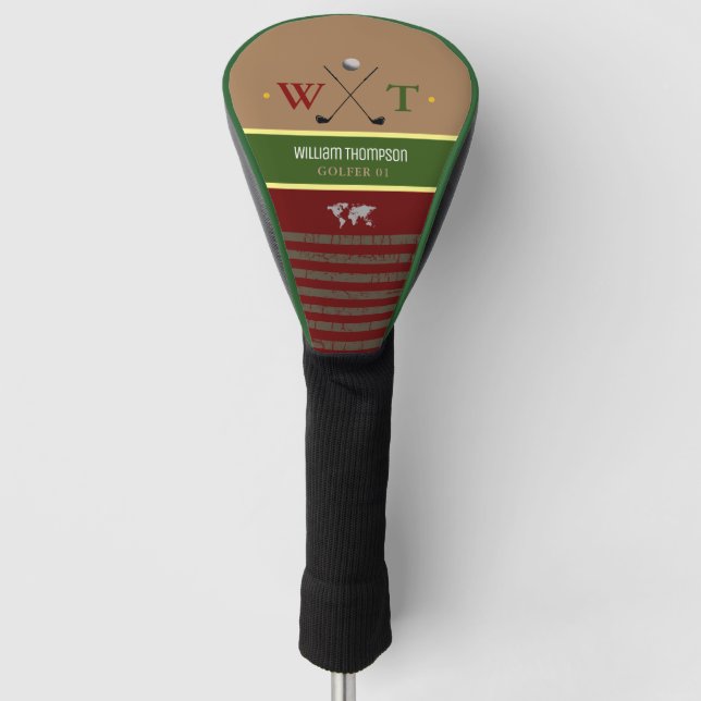 Goldener Name Moderner Stil Golf Headcover (Vorderseite)