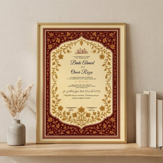 Goldener Nikkah-Vertrag Digitales Nikkah-Zertifika Poster