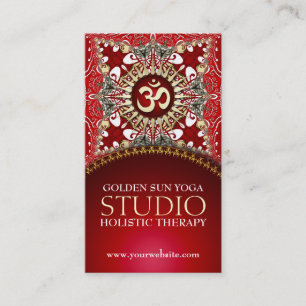 Goldener OM-Yoga-Batik-Bohemische rote Visitenkarte