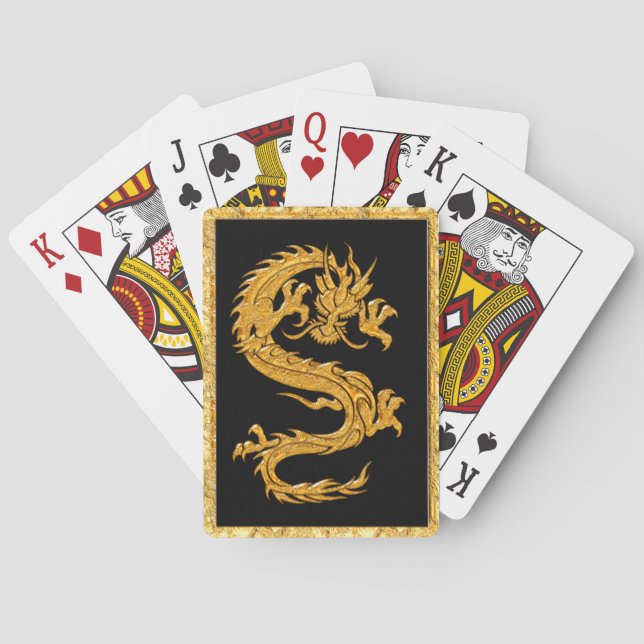 Goldener orientalischer Drache 04 Spielkarten (Rückseite)