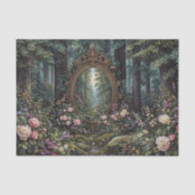 Goldener Ornament Spiegel Mystischer Wald Portal