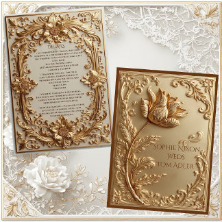Goldener Ornamentaler Barocker Prunk Tulpen Blumen Begleitkarte