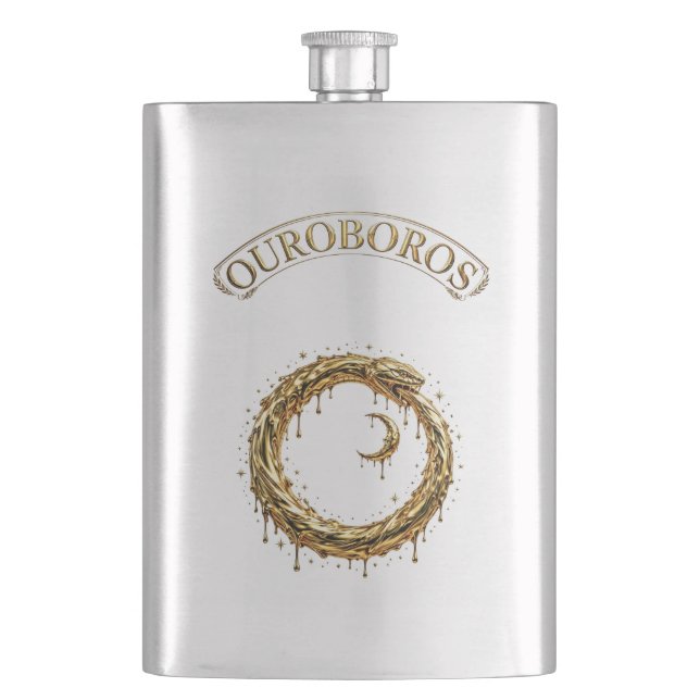 Goldener Ouroboros Flachmann (Vorderseite)