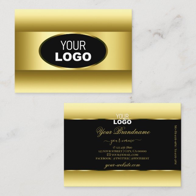 Goldener Oval Rahmen mit goldenem goldenem Logo Visitenkarte (Vorne/Hinten)