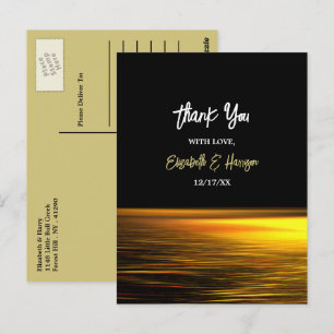Goldener Ozean, Elegant Beach Hochzeit Vielen Dank Postkarte