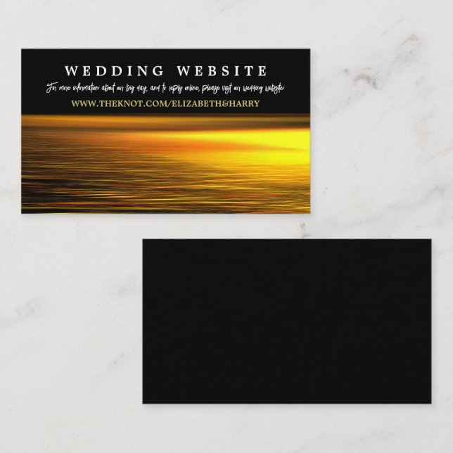 Goldener Ozean, elegante Beach-Hochzeit-Website Begleitkarte (Vorne/Hinten)