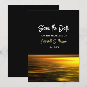 Goldener Ozean, elegante Hochzeit am Strand Save The Date