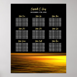 Goldener Ozean, elegantes Seekarten Poster