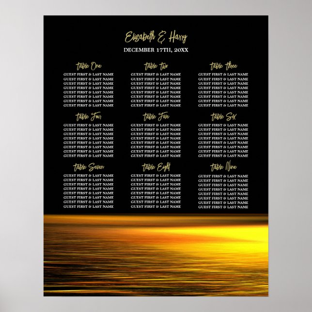Goldener Ozean, elegantes Seekarten Poster (Vorne)