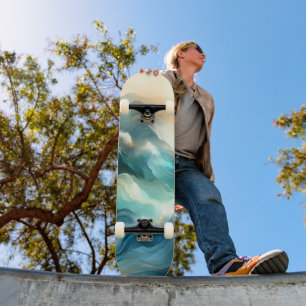 Goldener Ozean Fluss Abstrakte Wellen Skateboard