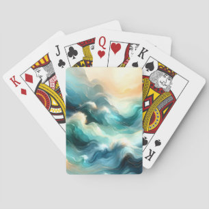 Goldener Ozean Fluss Abstrakte Wellen Spielkarten