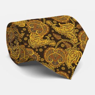 Goldener Paisley-Damasken-Blumen orientierter ethn Krawatte