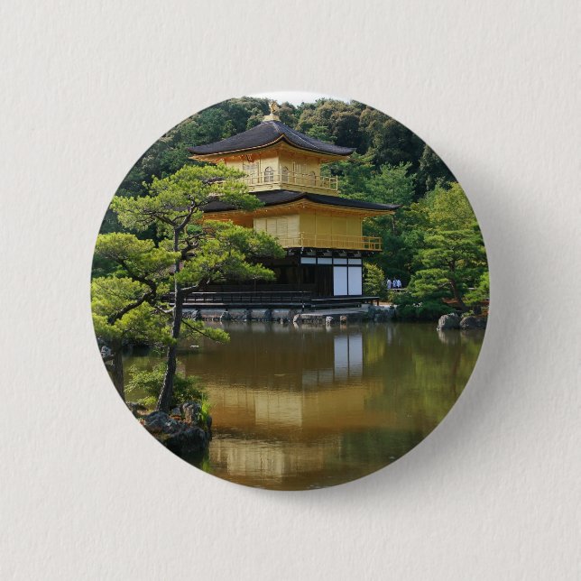 Goldener Pavillon-Tempel in Kinkaku Button (Vorderseite)