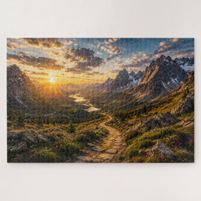 Goldener Pfad durch das Bergpuzzle (Horizontal)