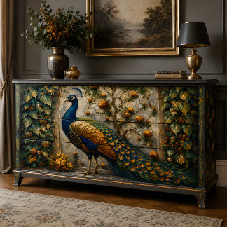 Goldener Pfau-Garten-Dekupage Seidenpapier
