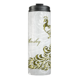 Goldener Pfau Personalisierter Thermaltumbler Thermosbecher