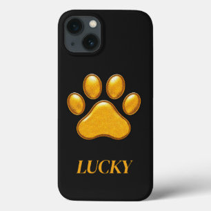 Goldener Pfotenabdruck auf schwarzem Hintergrund Case-Mate iPhone Hülle