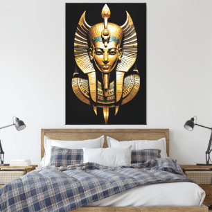 Goldener Pharao in königlicher Kopfbedeckung Kunst Leinwanddruck
