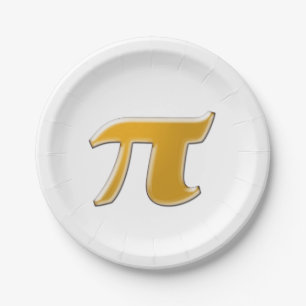 Goldener PI in Weiß Pappteller