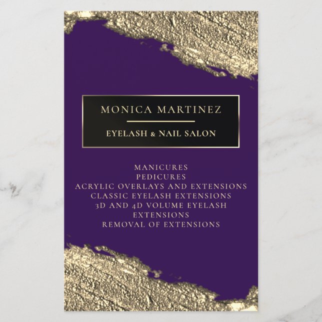 Goldener Pinselstrich lila Flyer (Vorne)